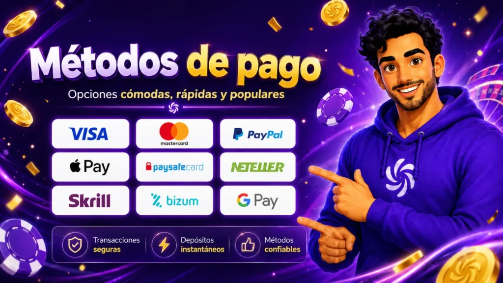 Los nueve métodos de pago que admite 777.es, todos sin comisión y con un mínimo de 10 € por ingreso