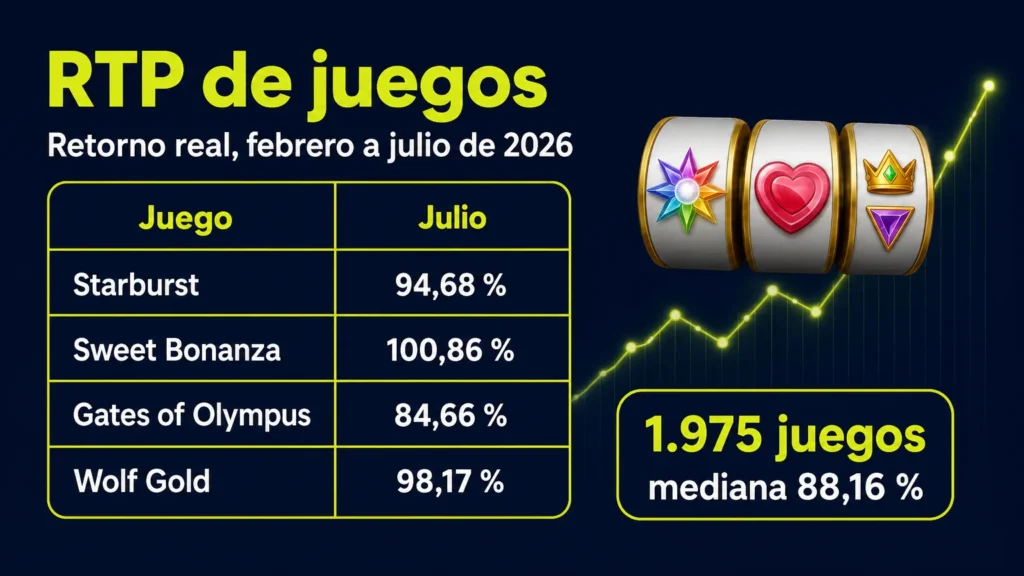 Tabla de RTP de DAZN Bet: retorno real mensual de cada juego entre febrero y julio de 2026